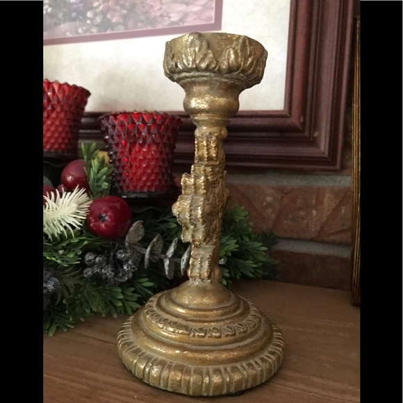 Rare Vintage 1970’s Heavy Gold Sculpture Cross Candle Holder - Picture 3 of 6